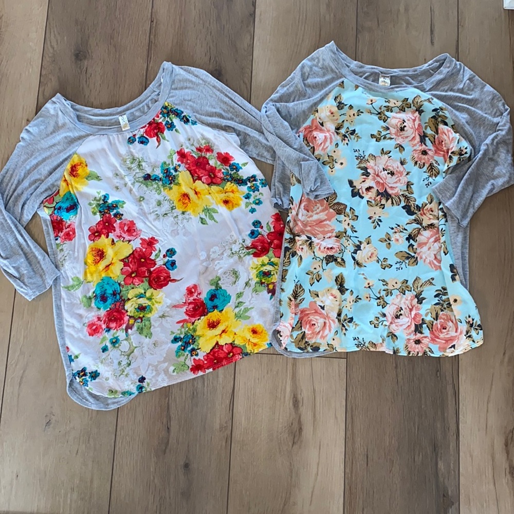 Floral baseball style tops